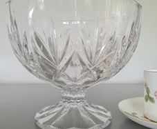 Large Footed  Crystal Bowl Heavy  Deep Cut