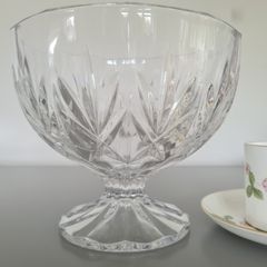 Large Footed  Crystal Bowl Heavy  Deep Cut