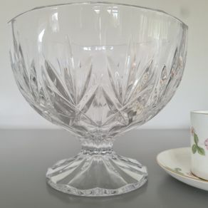 Large Footed  Crystal Bowl Heavy  Deep Cut