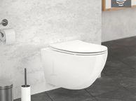 main image for ad Wall-hung ceramic toilet,  long, rimless with soft-close