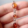Natural amber sterling silver link bracelet Image 3