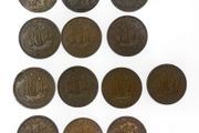 British Half Penny Coin Collection - 13 Coins