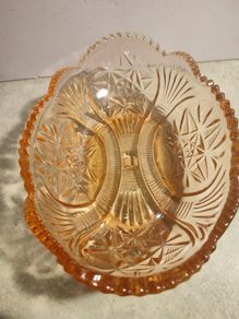 Vintage Deep PINK Decorative Oval Shape Bowl, Bohemian Home Decor Bowl, Cut Pattern DEEP PINK Glass Bowl