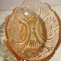 Vintage Deep PINK Decorative Oval Shape Bowl, Bohemian Home Decor Bowl, Cut Pattern DEEP PINK Glass Bowl