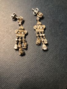 silver drop earrings with white stones