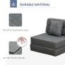 Convertible Floor Sofa Bed Recliner Fabric Upholstered Sleeper Lounge Futon with Pillow for Living Room, Grey (FREE SHIPPING) Image 6