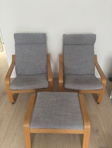 Ikea poang chairs and footstool
