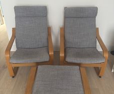 Ikea poang chairs and footstool