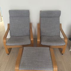 Ikea poang chairs and footstool