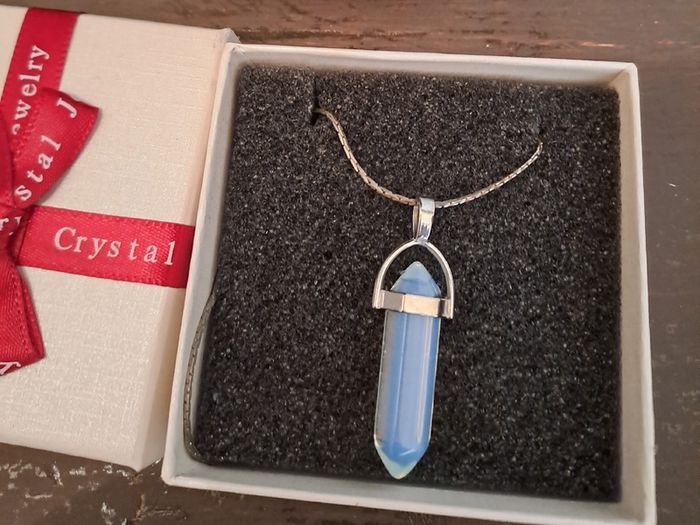 Blue Crystal Point Necklace Gift Boxed