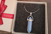 Blue Crystal Point Necklace Gift Boxed