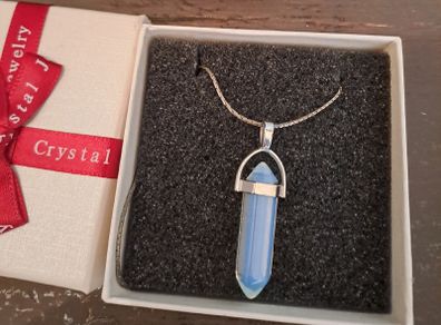 Blue Crystal Point Necklace Gift Boxed