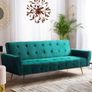Luxury Velvet Sofa Bed with Golden Legs green Image 3
