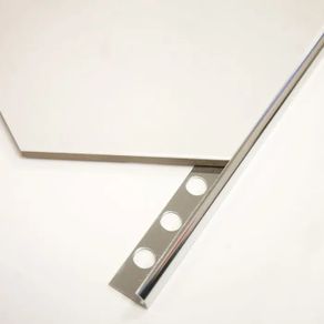 8mm Aluminium Tile Trim Chrome - Round Edge 2.4m