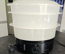 Food steamer with rice tray