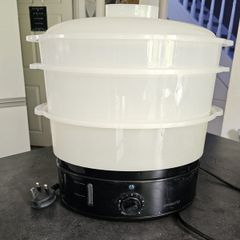 Food steamer with rice tray
