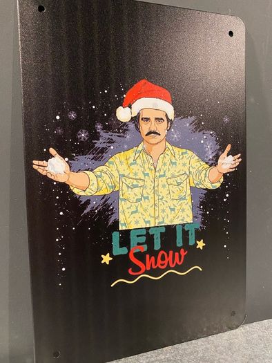 Pablo Escobar Christmas Tin Metal Sign