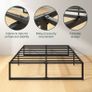 Double Bed Frame 4ft6 (135 x 190 cm) 14.2'' Height Metal Bed Base with Steel Slat Support - Storage Space Underneath - Easy Assembly - Black Image 5