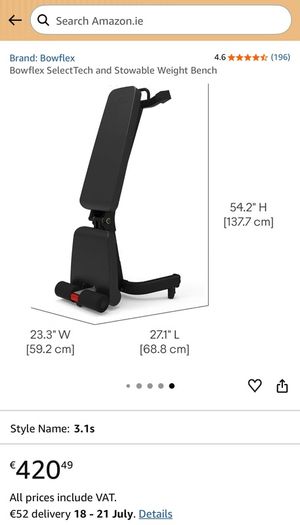 Bowflex Adjustable Weight Bench. Semi-professional stowable, Heavy Duty, Great Condition