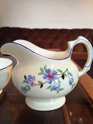 Tuscan China by Plant Hand Painted Floral Sugar Bowl and Milk Jug Set