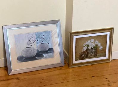 2 Framed Still Life Wall Art Prints |  - Silver & Gold Frames
