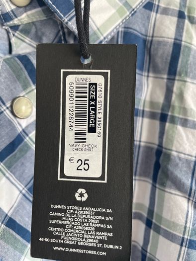 Men's navy check shirt size xl