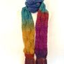 Handmade crochet flower scarf rainbow Image 3