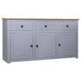 Sideboard Grey 135x40x80 cm Solid Pinewood Panama Range Image 2