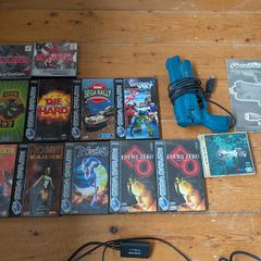 Sega Saturn console bundle with games and Virtua Gun