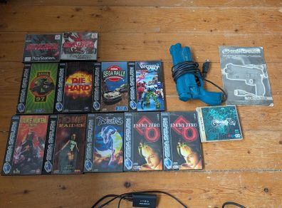 Sega Saturn console bundle with games and Virtua Gun