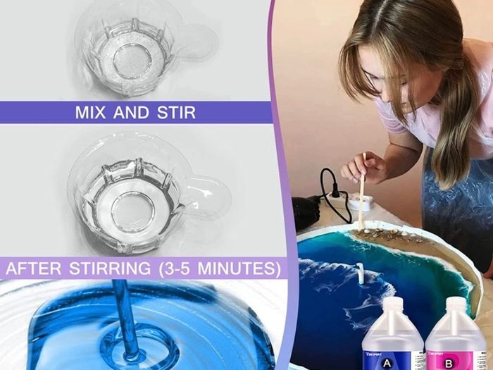 Epoxy Resin Crystal Clear Kit- 1 Gallon /128oz - Casting Resin for Jewellery DIY Art Craft Resin Coating Easy Cast Epoxy, with Sticks/Plastic Spreader/Graduated Cups/Pairs Gloves/Instructions (FREE POSTAGE)