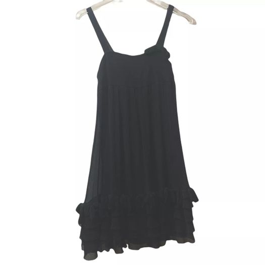 Juicy Couture 'New' Black Silk Ruffle Dress Textured Sleeveless Lined Lace Hem .. Size Medium .. Price Drop