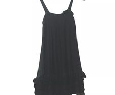 Juicy Couture 'New' Black Silk Ruffle Dress Textured Sleeveless Lined Lace Hem .. Size Medium .. Price Drop