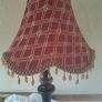 Vintage Maroon Shade Lamp,wooden base good weight Image 2