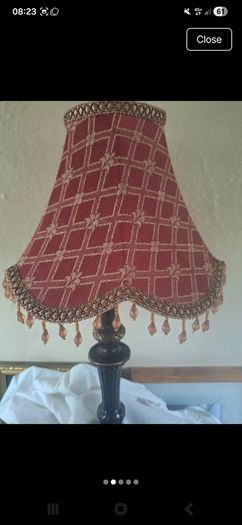 Vintage Maroon Shade Lamp,wooden base good weight