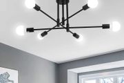 Modern Light Fixture Sputnik Chandeliers 6 Light E27 Mid Century Ceiling Light Fixture Industrial Semi Flush Mount Pendant Light for Office Living Room Bedroom Dining Kitchen (FREE POSTAGE)