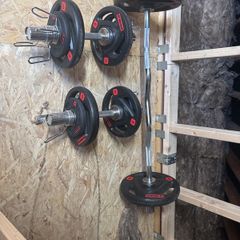 F200 squat rack, bars and bench
