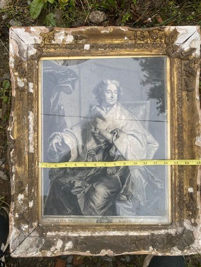 Antique etching in gilt frame