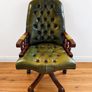 Vintage Green Leather Chesterfield Mountbatton Executive Captains Chair Image 3