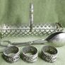 Vintage Silver Plate Serving Dish, Serving Tong and  Napkin Rings Image 3