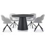 Kornelia Beige Chenille Swivel Chair  Black Metal, Built-in Arms Image 9