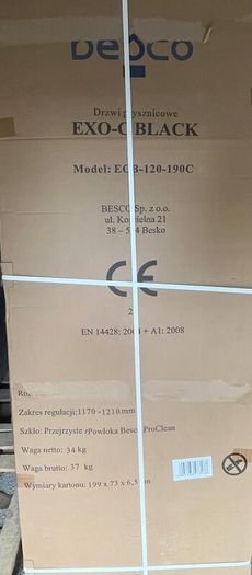 BESCO Walk-In Shower Exo-C Black 120x190cm