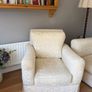 Cream and white floral armchair Image 4