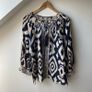 Jigsaw Navy & White Ikat Linen-Blend Boho Blouse Image 2