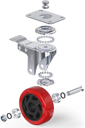 Heavy Duty Double Bearing BRAKED 100mm Swivel Castor Wheel Trolley Furniture Caster 700KG Free Fitting