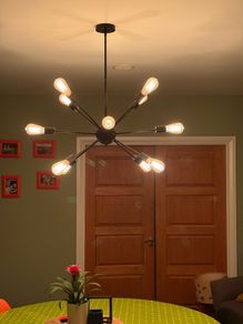 Modern Black Sputnik Pendant Ceiling Light with 9 Edison Bulbs