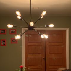 Modern Black Sputnik Pendant Ceiling Light with 9 Edison Bulbs