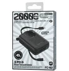 REMAX FC-02 Power Bank 20000mAh Portable Charger 45W Fast Charging with Dual Built-in Cables