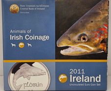 Ireland 2011 Beautiful Uncirculated Euro Coin Set Animals of Irish Coinage Salmon