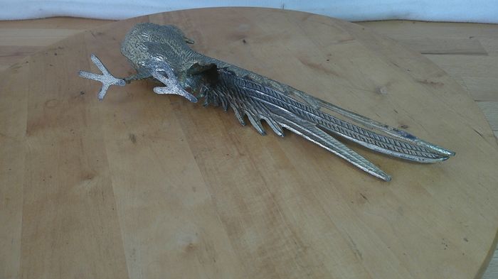 Vintage Silver Plated Pheasant Figurine Decorative Table Bird Centerpiece 280mm Long  Large Metal Ornament
